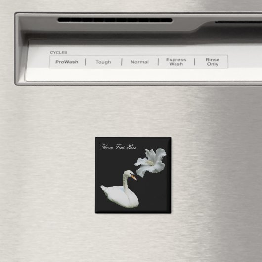 Swan en White Hibiscus Flower Magnet (Insitu (Vaatwasser))