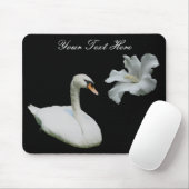 Swan en White Hibiscus Flower Mousepad Muismat (Met muis)