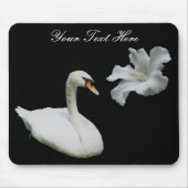 Swan en White Hibiscus Flower Mousepad Muismat (Voorkant)