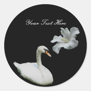 Swan en White Hibiscus Flower Sticker