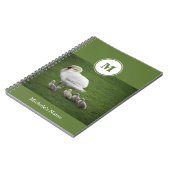 Swan Familie in Green Grass Foto Notitieboek (Linkerzijde)