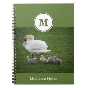 Swan Familie in Green Grass Foto Notitieboek