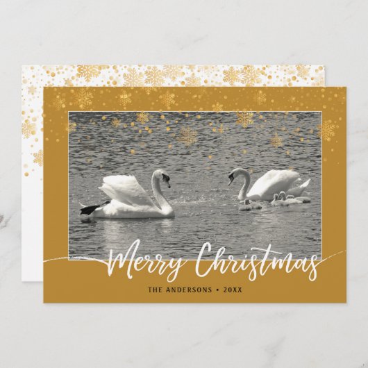 Swan Family Merry-kerstkaart (Voorkant / Achterkant)
