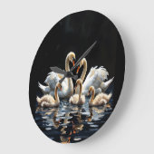 Swan Family on Black Lake Artwork Grote Klok (Hoek)