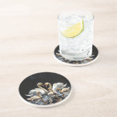 Swan Family on Black Lake Artwork Zandsteen Onderzetter (Zijkant)