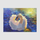 Swan Floating on Sunlit Water Blue White Decoupage Tissuepapier (Voorkant)