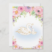 Swan Floral Baby shower Invitation Girl Kaart (Achterkant)