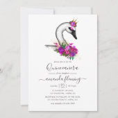 Swan Floral Quinceanera Kaart (Voorkant)