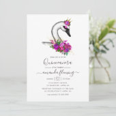 Swan Floral Quinceanera Kaart (Staand voorkant)