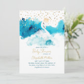 Swan Genderneutraal Baby shower Kaart (Staand voorkant)