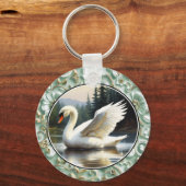 Swan Glides Gracefully on Lake Sleutelhanger (Voorkant)