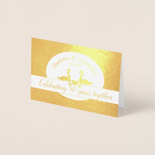 Swan golden 50e verjaardagskaart folie kaarten (Voorkant)