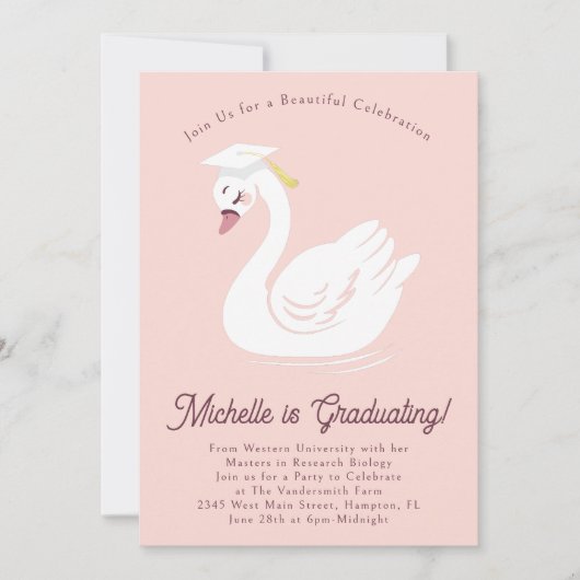 Swan Graduation Party Kaart (Voorkant)