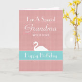 Swan Happy Birthday Kaart - Roze (Gele Bloem)