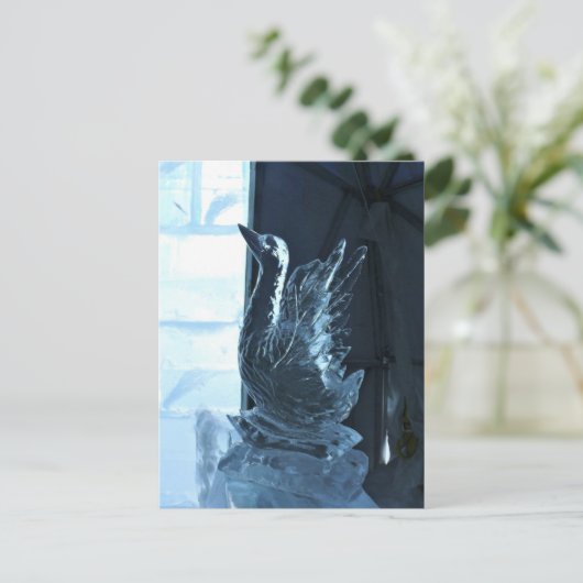 Swan Ice Sculpture, Quebec, Canada Briefkaart (Staand voorkant)
