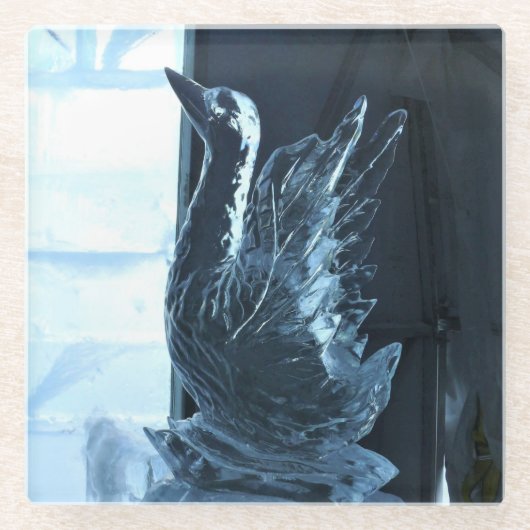 Swan Ice Sculpture, Quebec, Canada Glazen Onderzetter (Voorkant)