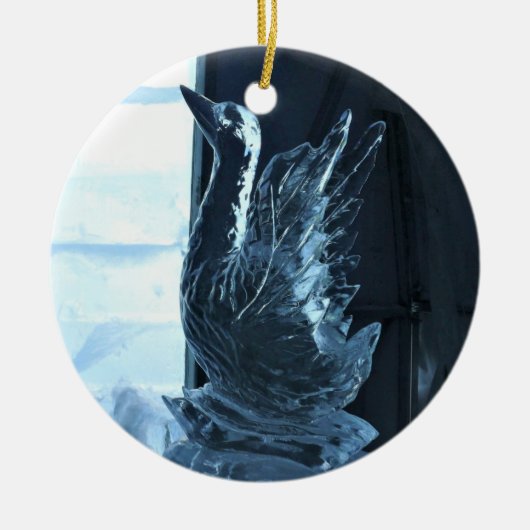 Swan Ice Sculpture, Quebec, Canada Keramisch Ornament (Voorkant)
