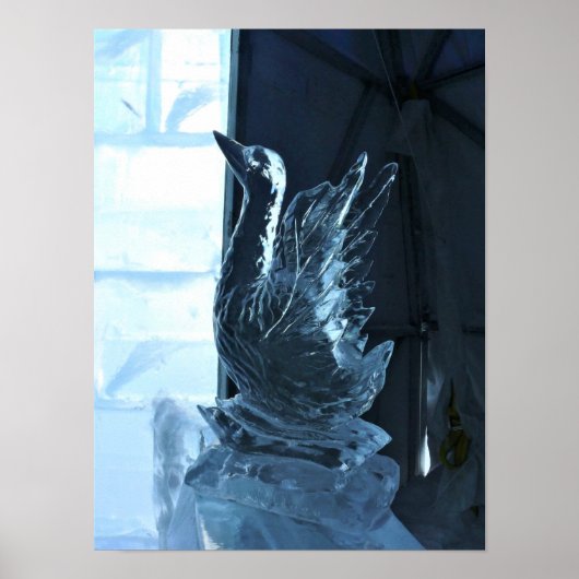 Swan Ice Sculpture, Quebec, Canada Poster (Voorkant)
