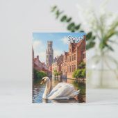 Swan in Bruges Belgium Travel Souvenir Briefkaart (Staand voorkant)
