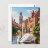 Swan in Bruges Belgium Travel Souvenir Briefkaart (Voorkant / Achterkant)