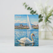 Swan in Geneva Switzerland Travel  Briefkaart (Staand voorkant)