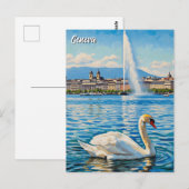 Swan in Geneva Switzerland Travel  Briefkaart (Voorkant / Achterkant)
