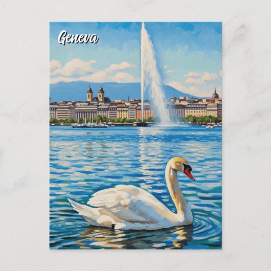 Swan in Geneva Switzerland Travel  Briefkaart (Voorkant)