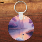 swan in the pond during sunset sleutelhanger (Voorkant)