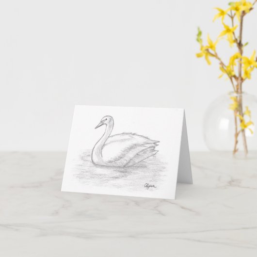 Swan Inspirerend Note Kaart (Gele Bloem)
