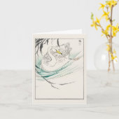 Swan - Japanse illustratie Kaart (Gele Bloem)