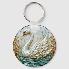 Swan Jewel Tones Glas in lood #1 Sleutelhanger