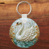 Swan Jewel Tones Glas in lood #1 Sleutelhanger (Achterkant)