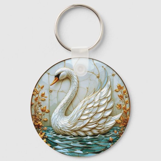Swan Jewel Tones Glas in lood #1 Sleutelhanger (Achterkant)