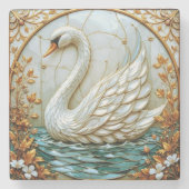 Swan Jewel Tones Glas in lood #1 Stenen Onderzetter (Voorkant)