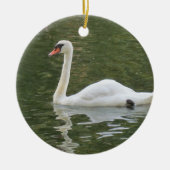 Swan-kerstversiering zwemmen keramisch ornament (Voorkant)