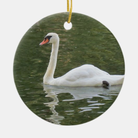 Swan-kerstversiering zwemmen keramisch ornament (Voorkant)