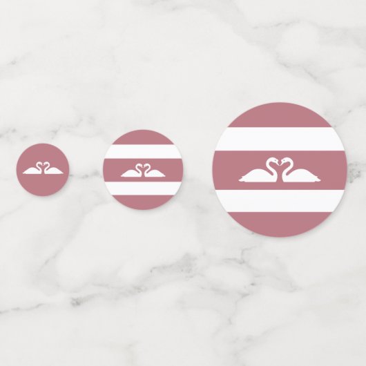 Swan-koppel op roos goud en witte bruiloft confetti (Achterkanten)