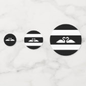 Swan-koppel op zwarte en witte bruiloft confetti (Achterkanten)