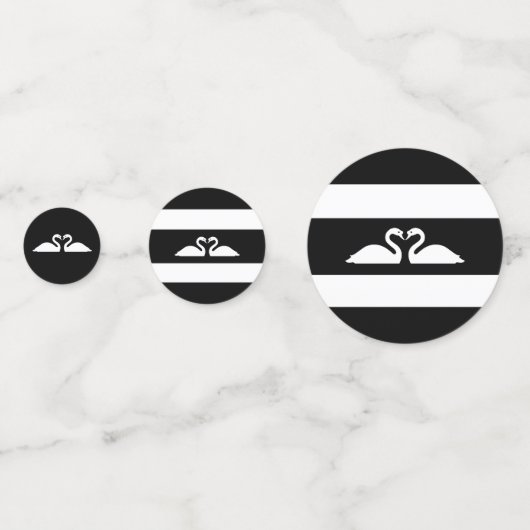 Swan-koppel op zwarte en witte bruiloft confetti (Achterkanten)