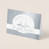 Swan koppel tin 10th bruiloft folie kaarten (Voorkant)