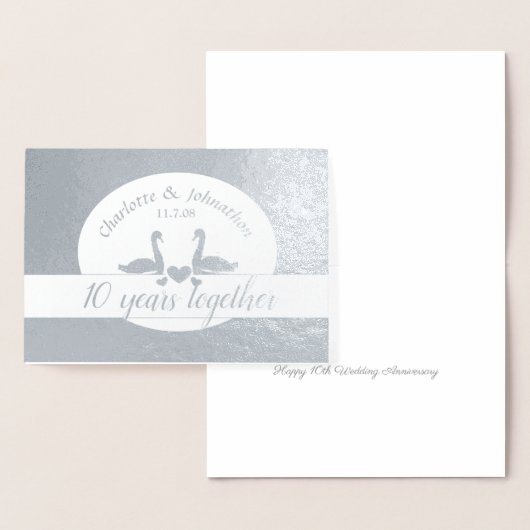 Swan koppel tin 10th bruiloft folie kaarten (Display)