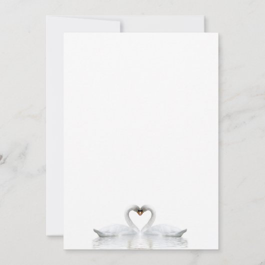 Swan koppel verliefd op witte bruiloft kaart (Achterkant)