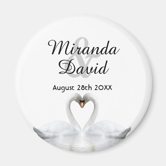 Swan koppels noemen monogram bruiloft magneet (Voorkant)