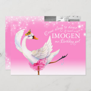 Swan Lake ballet eerste verjaardag roze uitnodigin Kaart