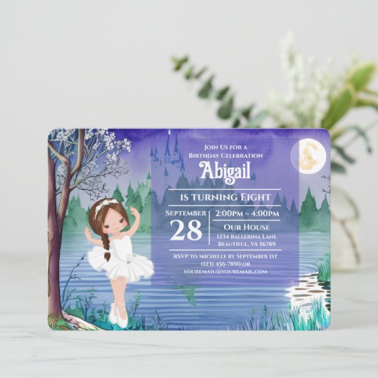 Swan Lake Ballet Spring  Ballerina Birthday Kaart (Staand voorkant)