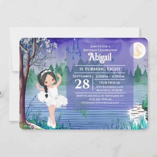 Swan Lake Ballet Spring  Ballerina Birthday Kaart (Voorkant)