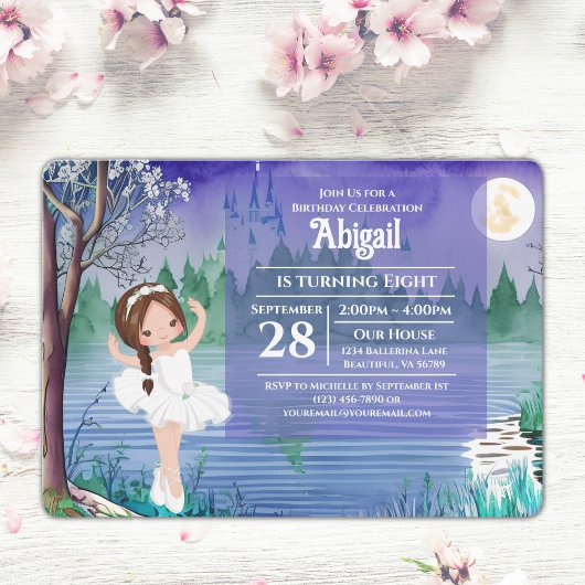 Swan Lake Ballet Spring  Ballerina Birthday Kaart