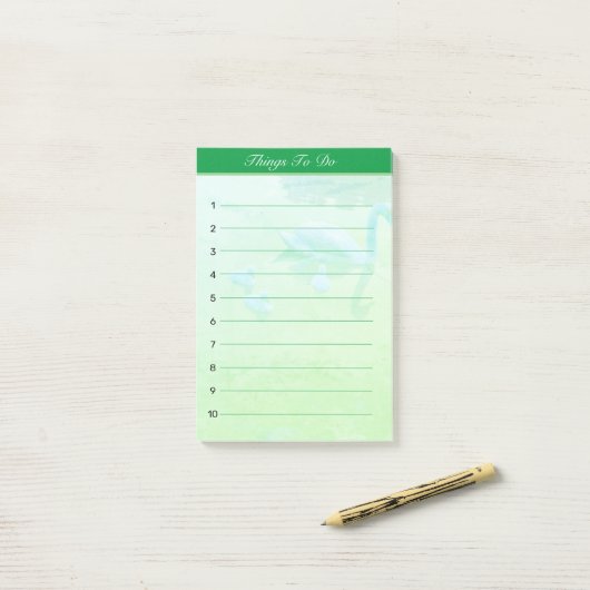 Swan Lake Dingen te doen op Emerald Green Lined Post-it® Notes (Op bureau)