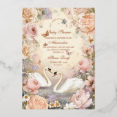 Swan Lake Garden Baby shower Folie Uitnodiging (Voorkant)