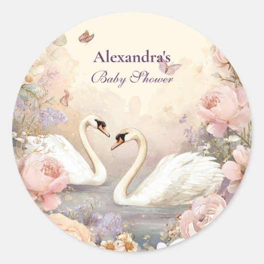 Swan Lake Garden Baby shower Ronde Sticker (Voorkant)